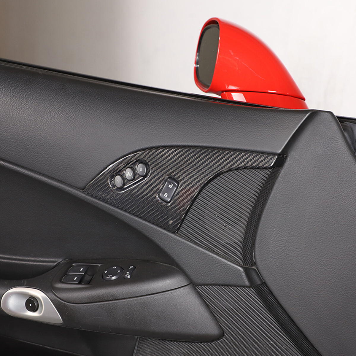 Real Dry Carbon Fiber Interior Door Lock Button Trim Cover For Corvette C6 05-13 10