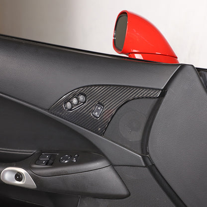 Real Dry Carbon Fiber Interior Door Lock Button Trim Cover For Corvette C6 05-13 10