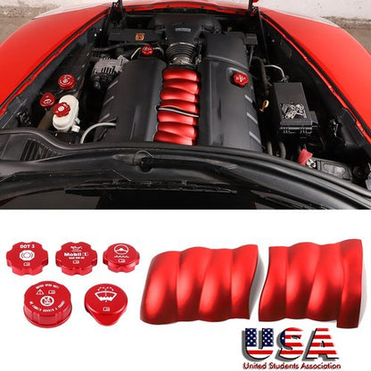 Red Engine Cabin Fluid Switch Intake Manifold Cover Set For Corvette C6 05-13 US 1