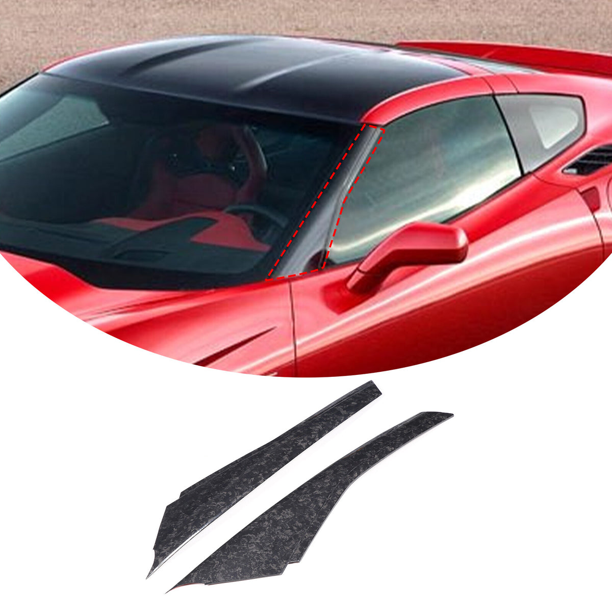 Real Forged Carbon Fiber A-pillar Panel Sticker Trim For Corvette C7 2014-2019 11