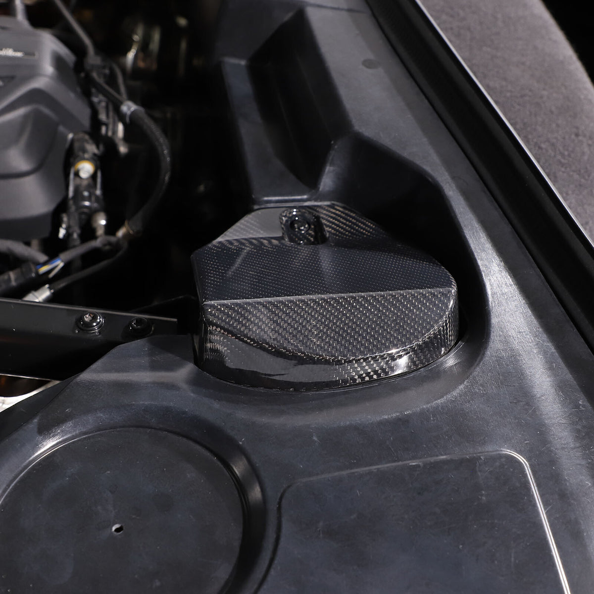 Real Carbon Fiber Rear Strut Shock Tower Cover Mag Ride For Corvette C8 2020-26 4