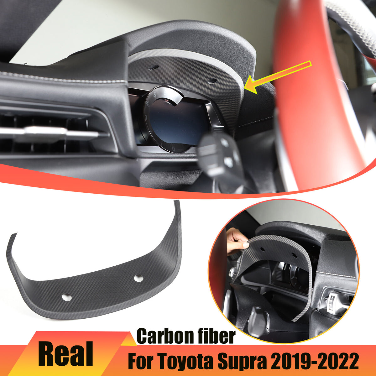 Matte Real Carbon Fiber Interior Trim Cover Accessories For Toyota Supra A90 19+ 26