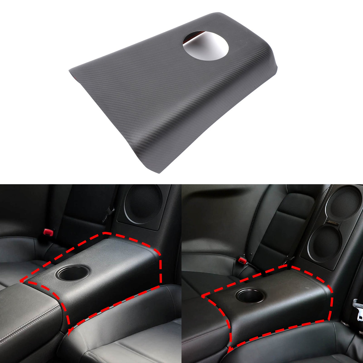 Matte Real Carbon Fiber Rear Cup Holder Panel Trim For Nissan GTR R35 2008-2016 1
