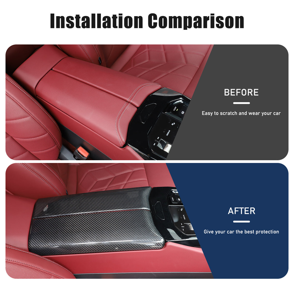 Real Carbon Fiber Center Console Armrest Box Cover Trim For BMW 5 Series G60 24+ 20
