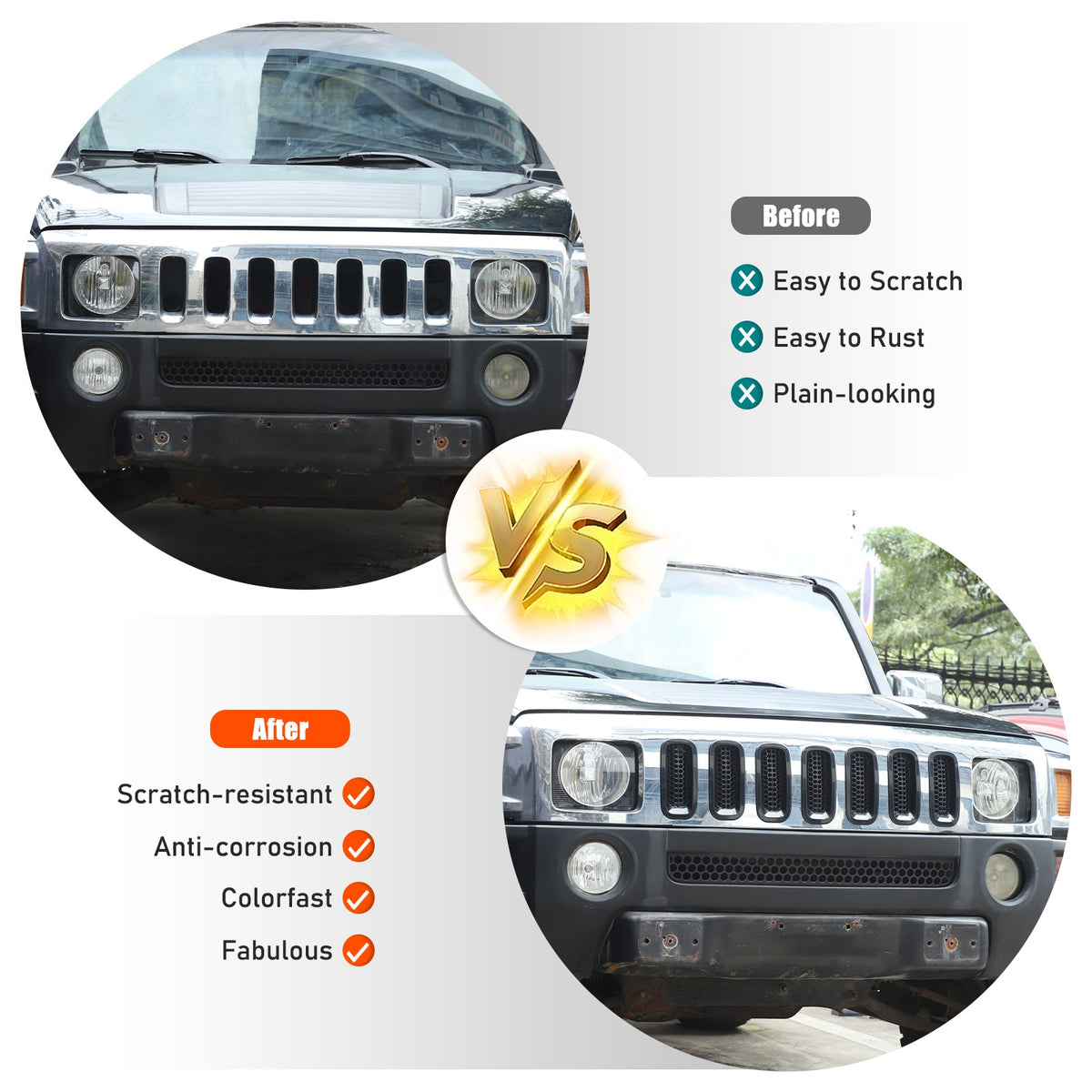 Black ABS Grille Insert Guard Insect Screen For Hummer H3 2005-2009 23