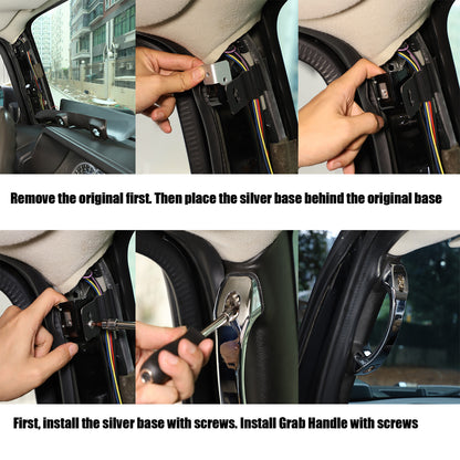 Silver Pair Set Pull Grab Handle A Pillar Alloy Post Trim For Hummer H2 2003-07 4