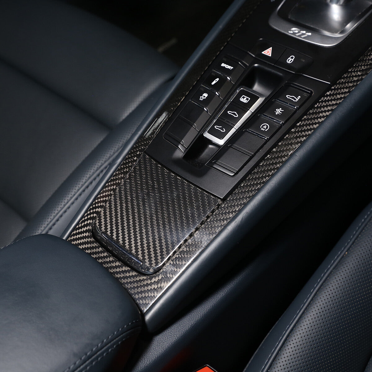 Real Carbon Fiber Center Console Gear Panel Trim Set for Porsche 718 911 12-18 2