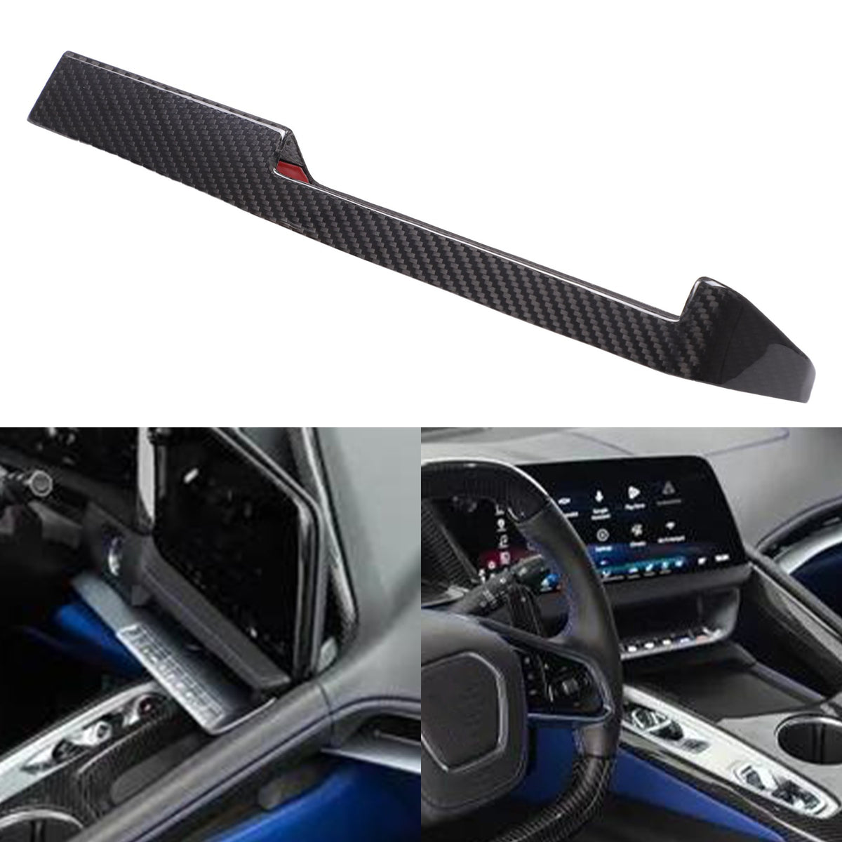 Real Carbon Fiber Dashboard Center A/C Vent Trim For Corvette C8 2026+ US 14