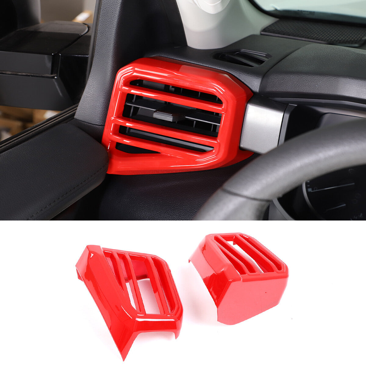 3pcs Red Center Control Air Outlet Frame Cover Trim For Toyota Tundra 2022-2026 2