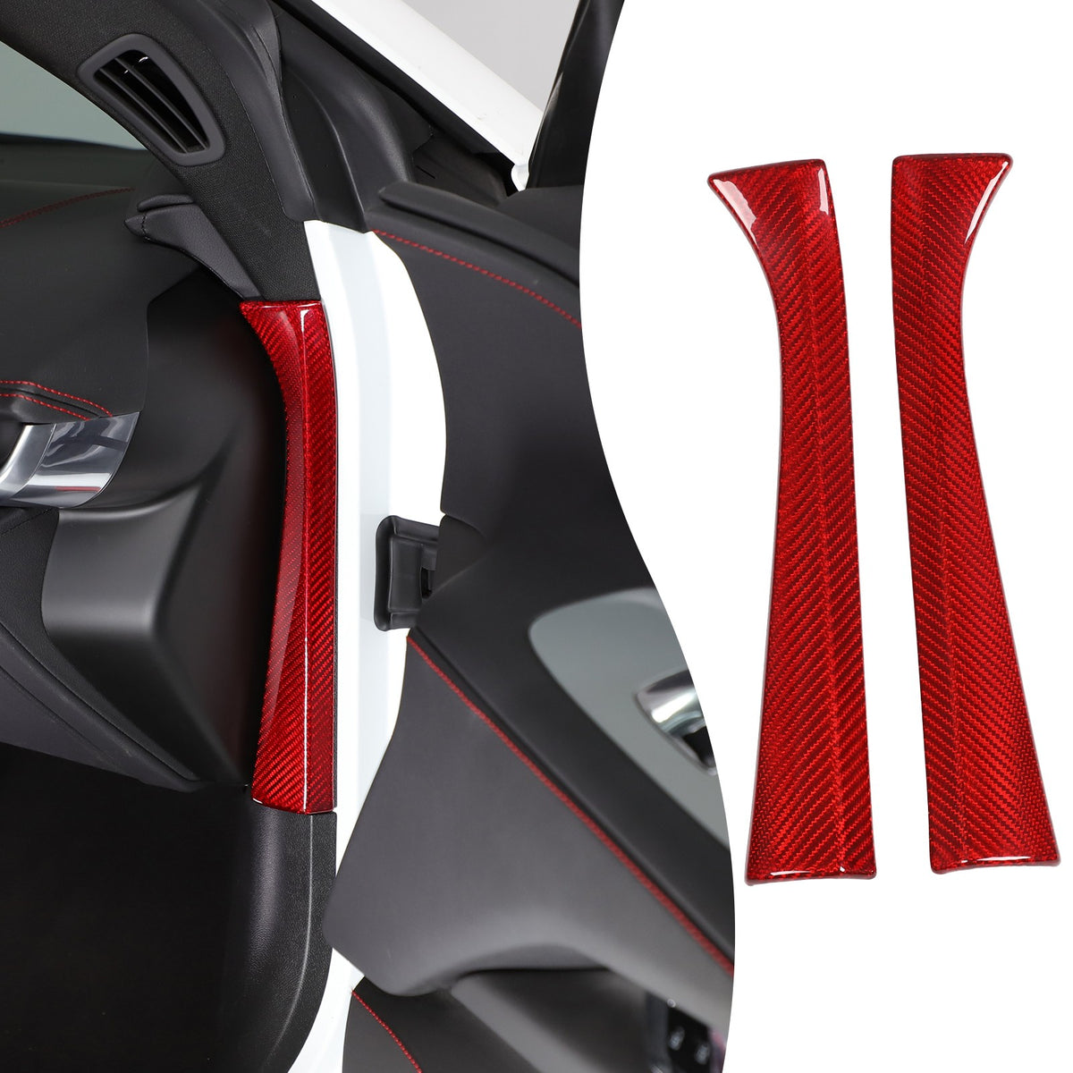 Red Real Carbon Fiber Full Interior Set Decor Trim Kit for Corvette C8 20-25 - Styles 66-68 22