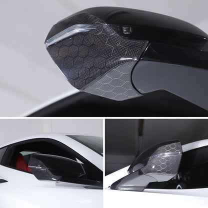 Honeycomb Carbon Fiber Rearview Mirror Base Cover Trim For Corvette C8 2020-2026 12