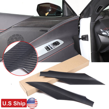 Dry Carbon Fiber Interior Door Panel Trim Cover For Corvette C8 2020-2026 US 1