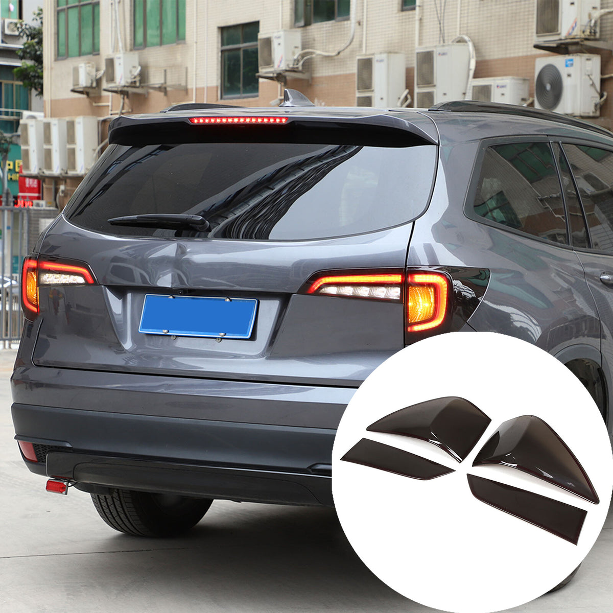 Smoked Black Rear Tail Light Guard Decor Cover Trim Bezel For Honda Pilot 15-22 22