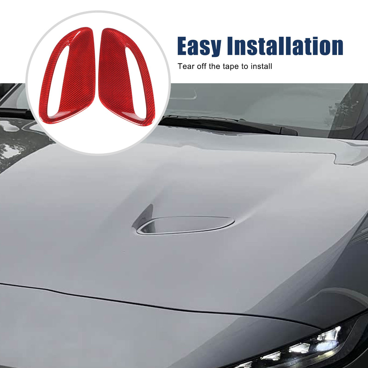 Red Real Carbon Fiber Hood Air Inlet Frame Trim For Jaguar F-TYPE X152 2021+ 16