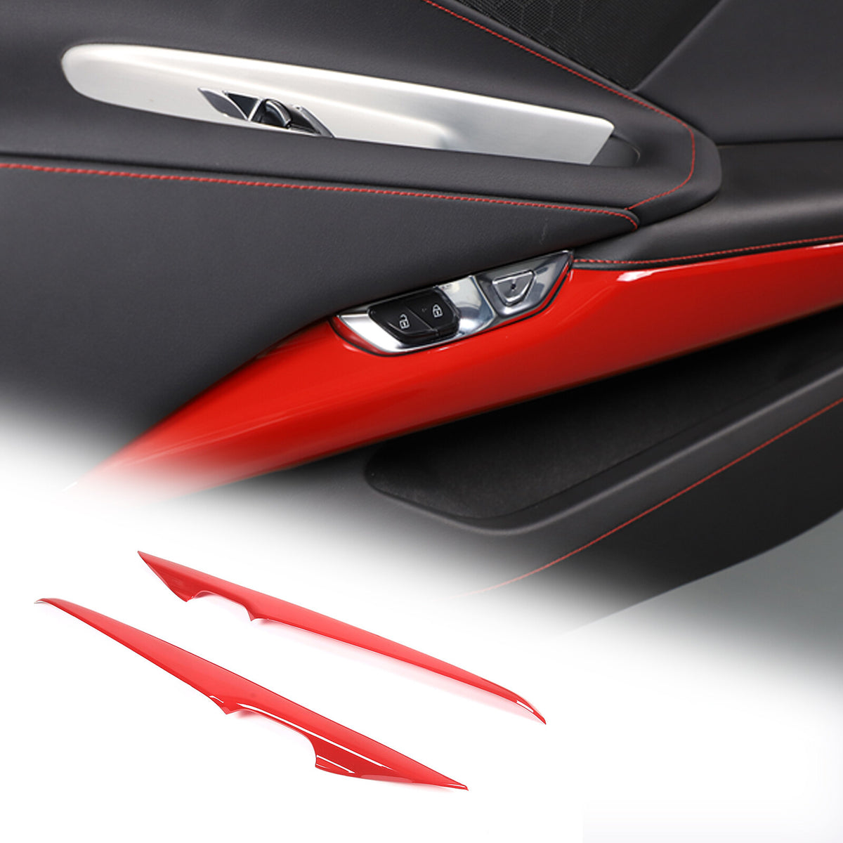 Red Full Interior Set Dash Panel Decor Cover Trim Kit For Corvette C8 2020-25 - Variants 16-20 11