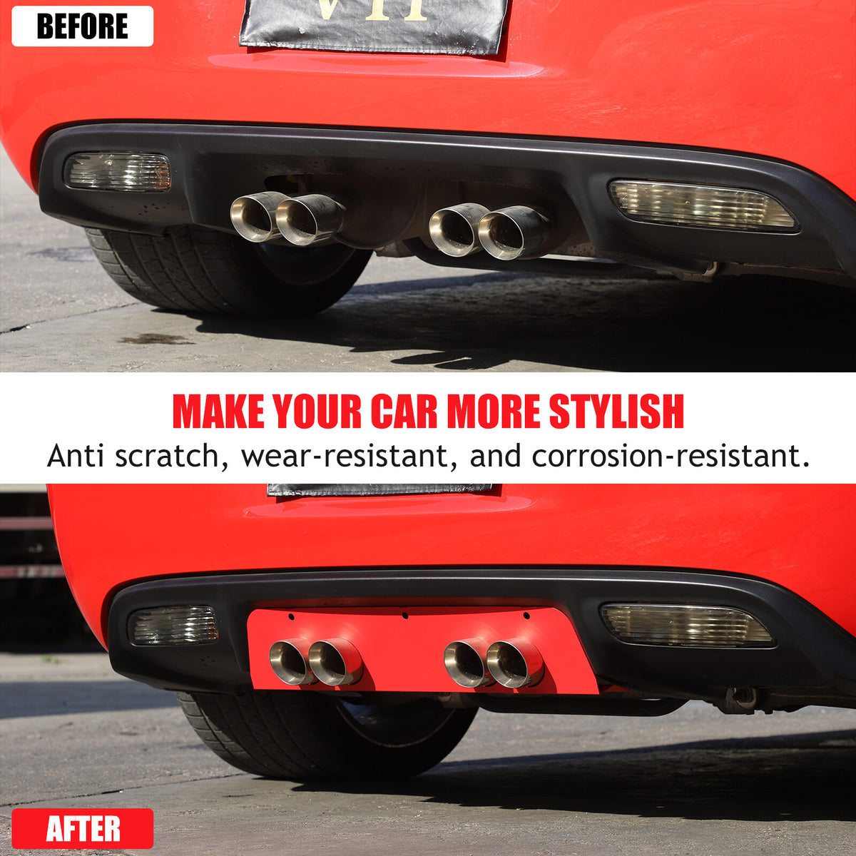 Red Stainless Steel Exhaust Filler Panel trim For Corvette C6 2005-2013 10