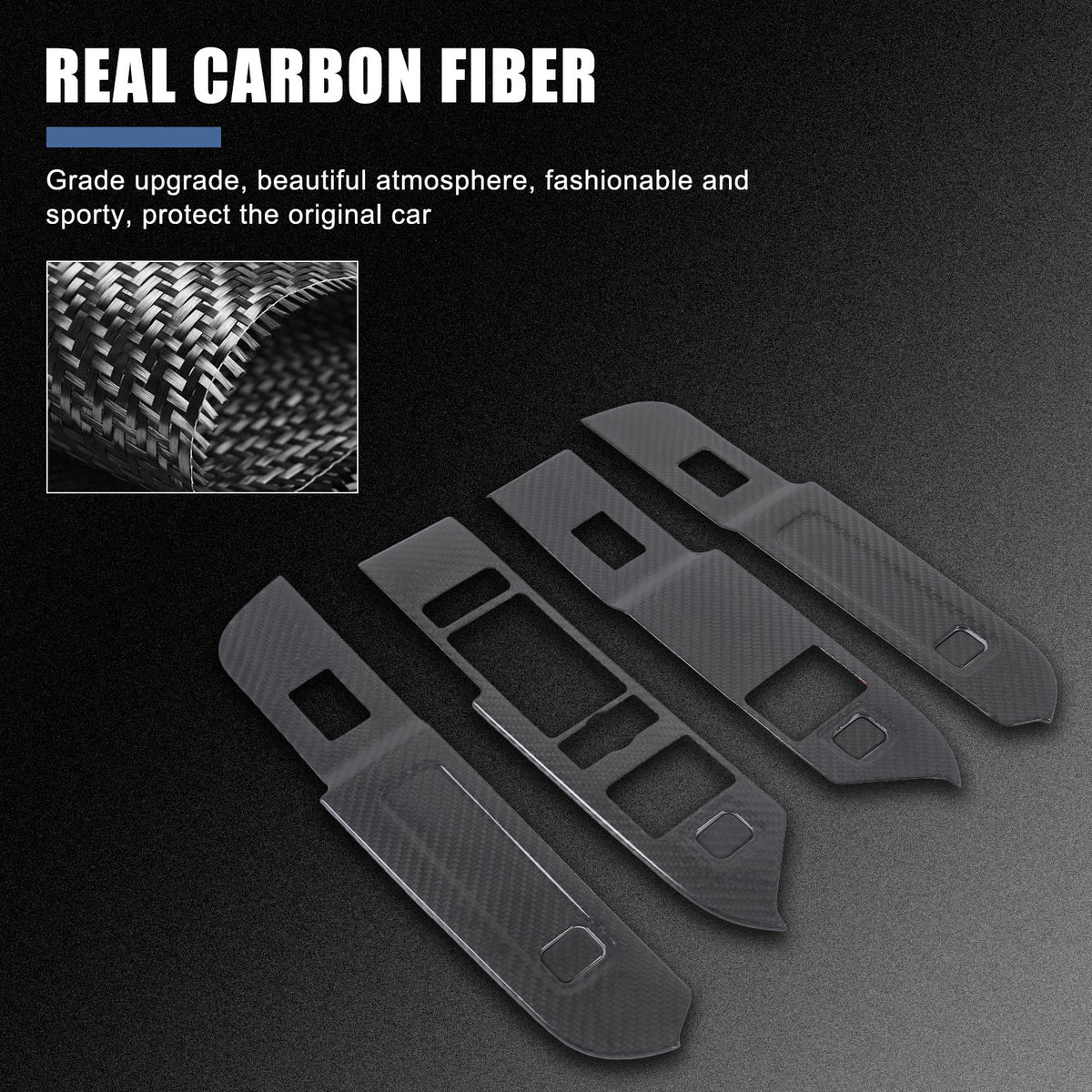 Real Carbon Fiber Window Lift Switch Trim For Land Rover Defender 110 L663 20-23 16