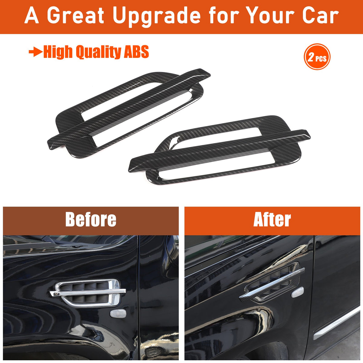 Carbon Fiber ABS Side Fender Airvent Trim For Cadillac Escalade 2007-2014 US 21
