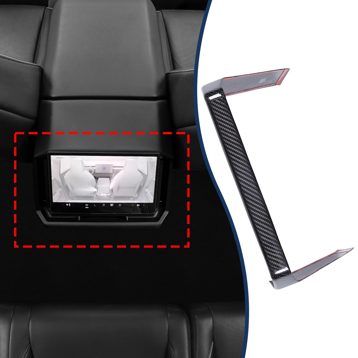 Real Carbon Fiber Rear Display Screen Trim Cover For Tesla Cybertruck 2024+ 10