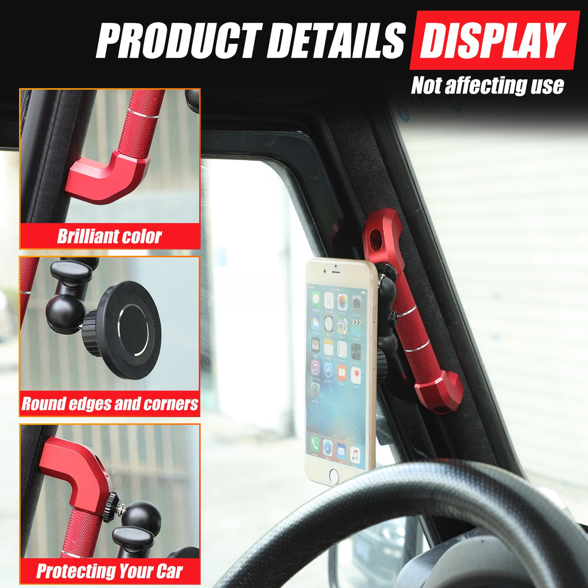 Replace Red A-Pillar Handle W/Phone Mount For LR Defender L316 2004-2018 6