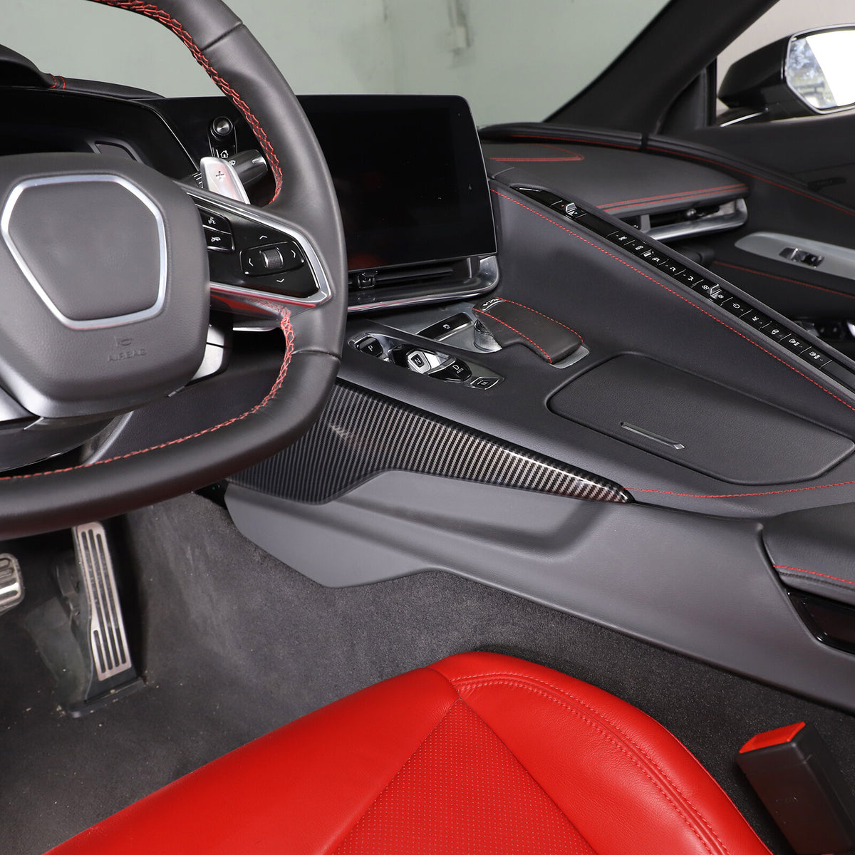 Carbon fiber ABS Console Gear Shift Side Trim Cover For Corvette C8 2020-2025 3