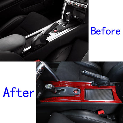 Red Gear Shift Panel Cover Sticker Carbon Fiber For Nissan GTR R35 2008-2016 9