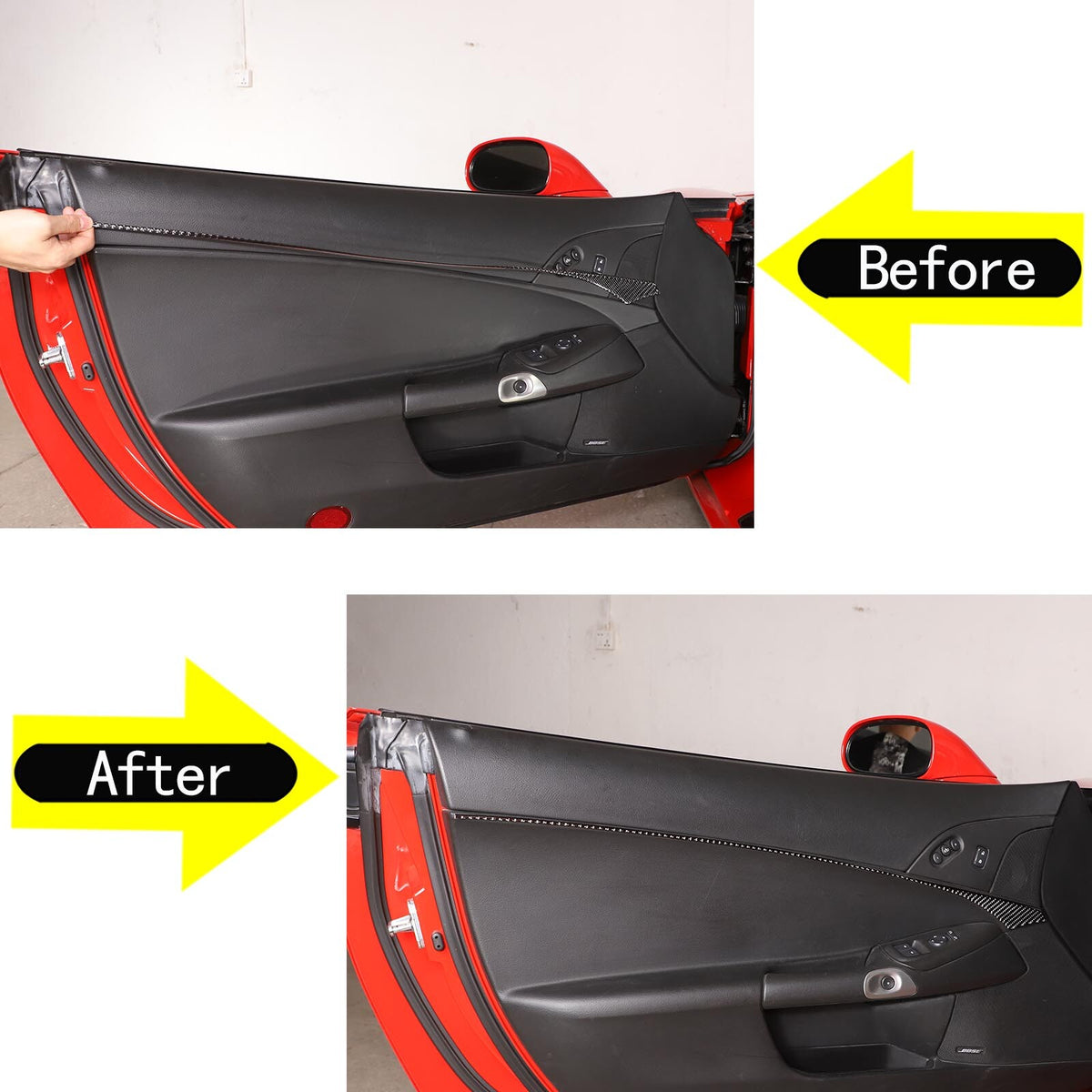 Carbon Fiber Inner Door Panel Waistline Trim Sticker For Corvette C6 2005-2013 5