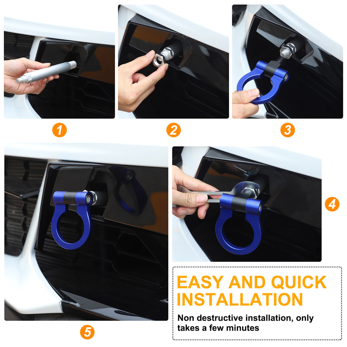 Front Bumper Trailer Track Racing Aluminum Tow Hook Ring For Corvette C8 20+ US 7