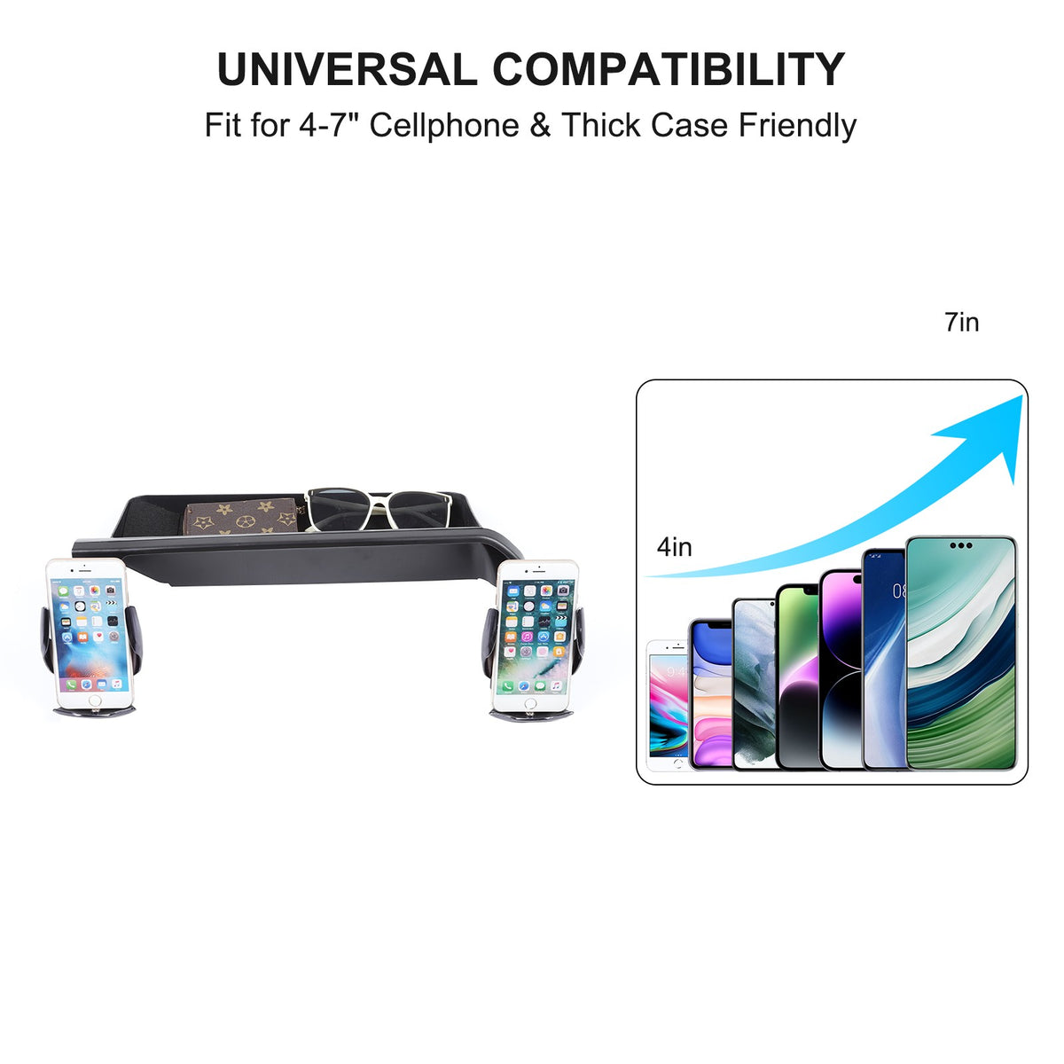 Wireless Charging Phone Holder Storage Box Tray For Toyota Prado LC250 2024+ 5