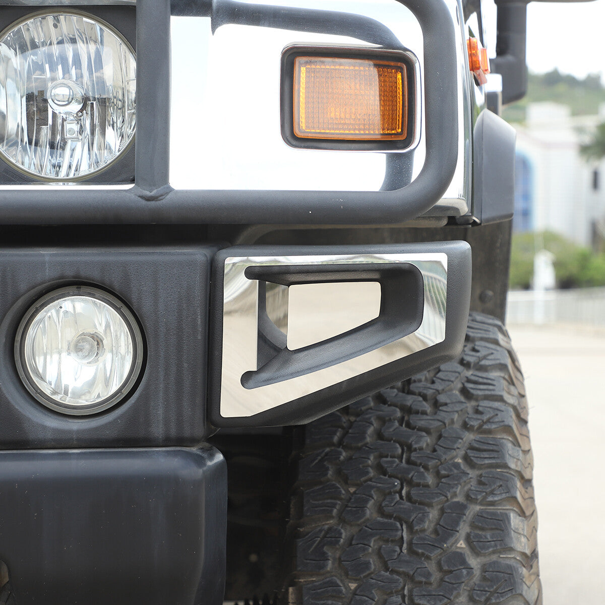 For 03-09 Hummer H2 Stainless Steel Front Bumper 4pcs Silver Accent Trim US 2