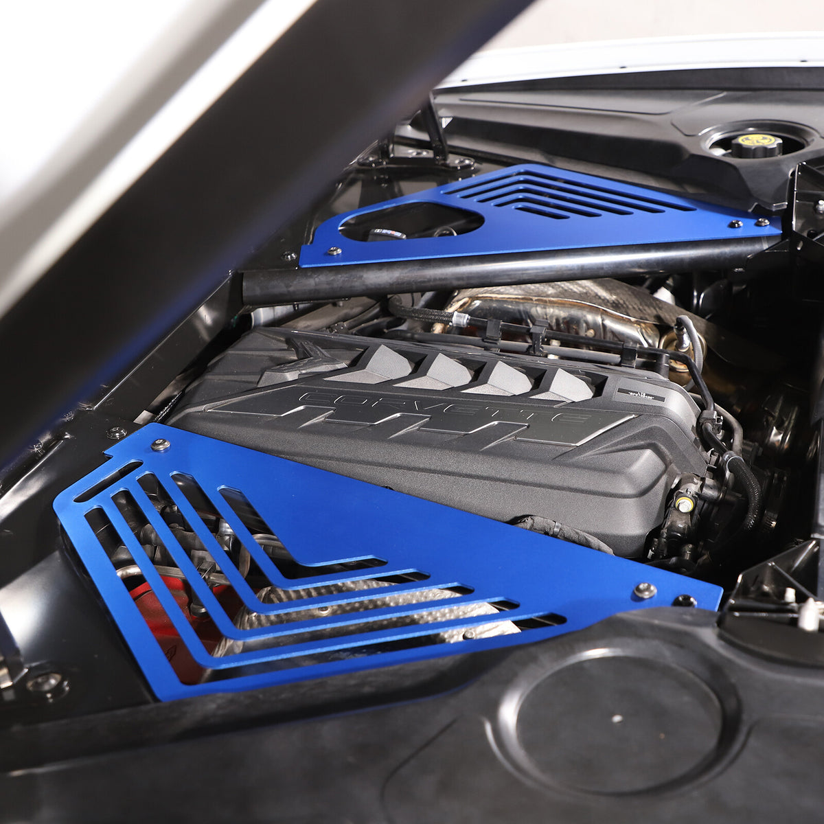 Blue Alloy Engine Covers Engine Bay Panel Interior For Corvette C8 2020-2026 7