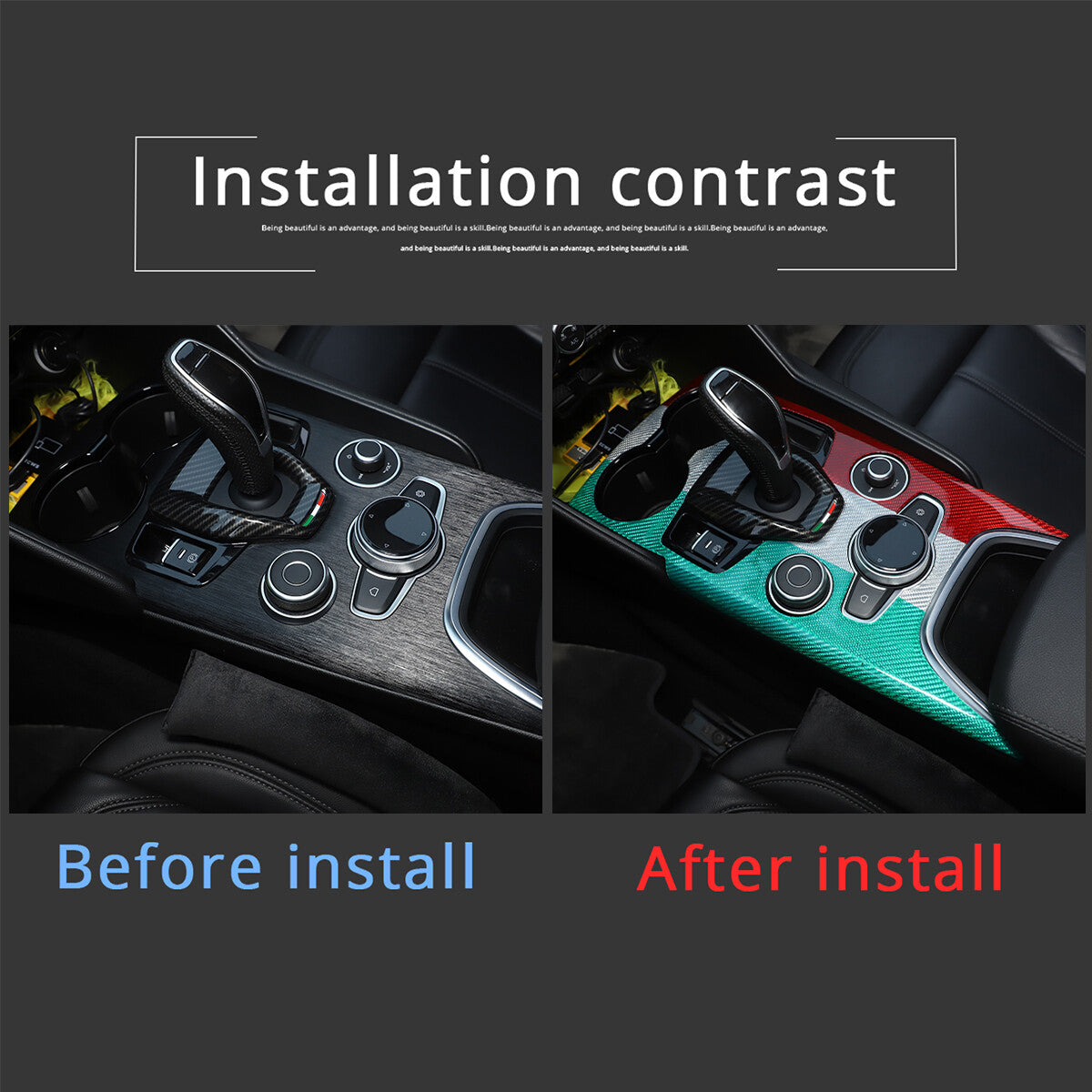 Real Carbon Fiber Car Gear Shift Panel Cover Trim For Alfa Romeo Giulia 20-22 14