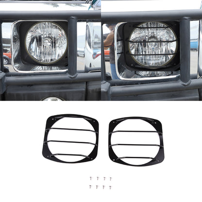 Black Steel Front Bumper Headlight Fog Light Trim For Hummer H2 2003-2009 2