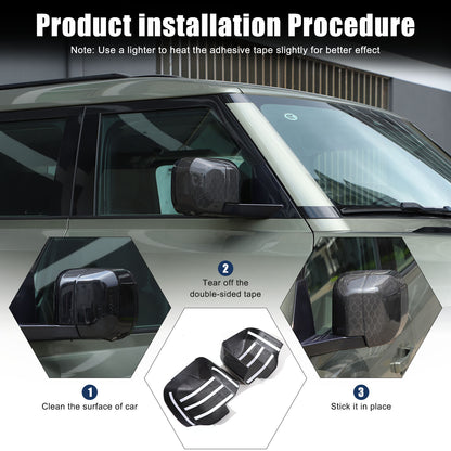 Honeycomb Carbon fiber Side Rear Mirror Cover Caps Trim For LR Defender 2020-24 11