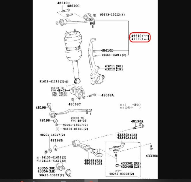 LEXUS Genuine 95-00 LS400 FRONT SUSPENSION LH RH SIDE UPPER CONTROL ARM OEM 3