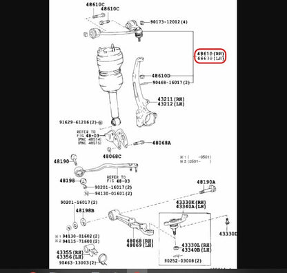 LEXUS Genuine 95-00 LS400 FRONT SUSPENSION LH RH SIDE UPPER CONTROL ARM OEM 3