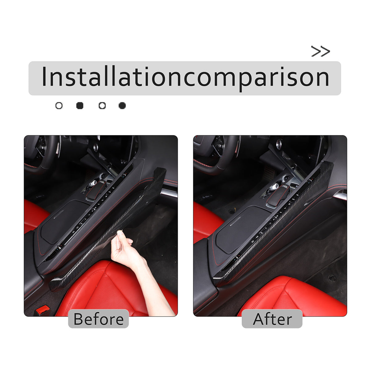 3PCS ABS Carbon Fiber Center Console Side Panel Trim Set For Corvette C8 20-25 15