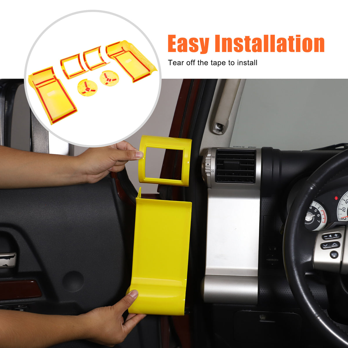 Yellow ABS Interior Center Console Trim Cover for Toyota FJ Cruiser 2007-2021 68