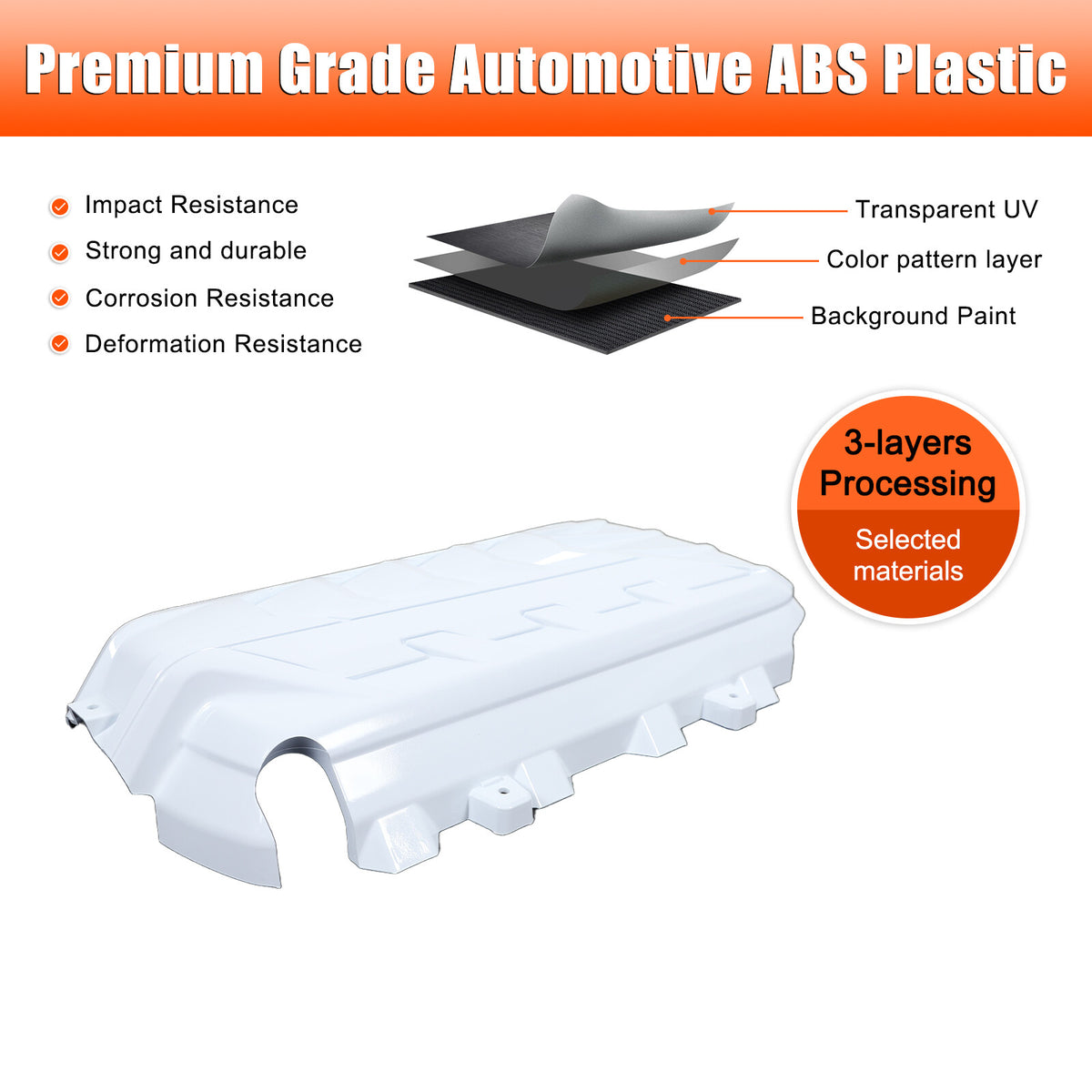 ABS White Engine hood panel Trim Cover For Corvette C8 2020-26 7