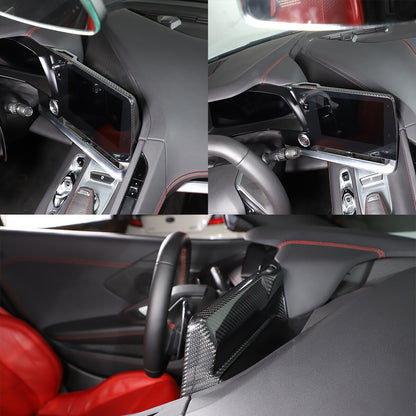 Real Carbon Fiber Center Console Screen Back Frame Trim For Corvette C8 2020-25 3