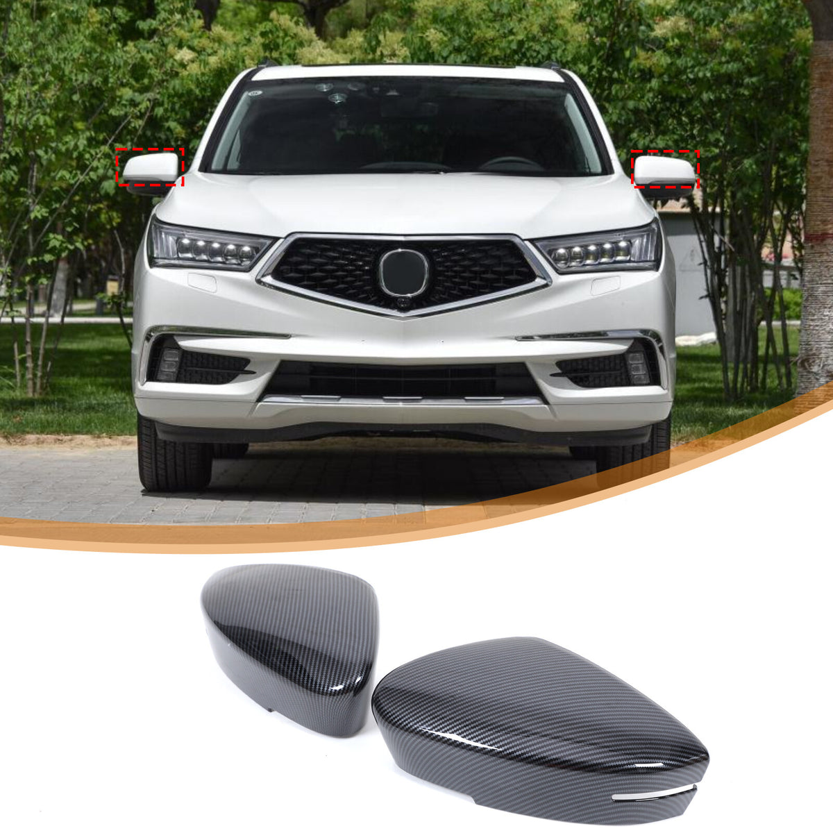 Carbon Fiber ABS Exterior Mirror Cover Trim For Acura MDX 2022-2024 9