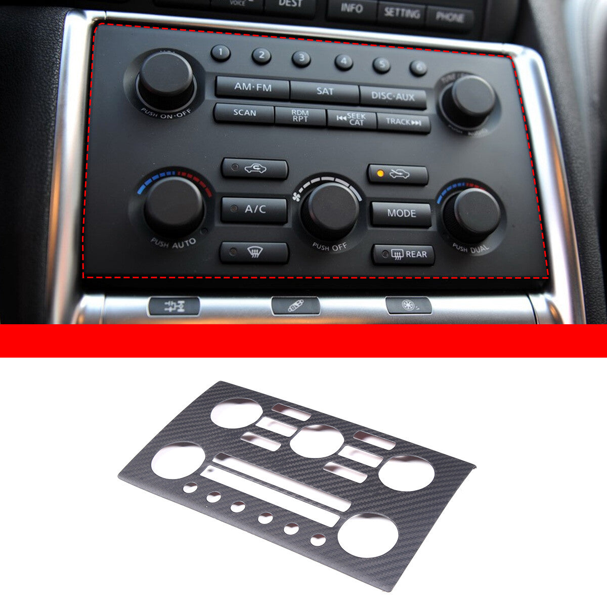 Matte Carbon Fiber Center control volume panel Trim For Nissan GTR R35 2008-16 3