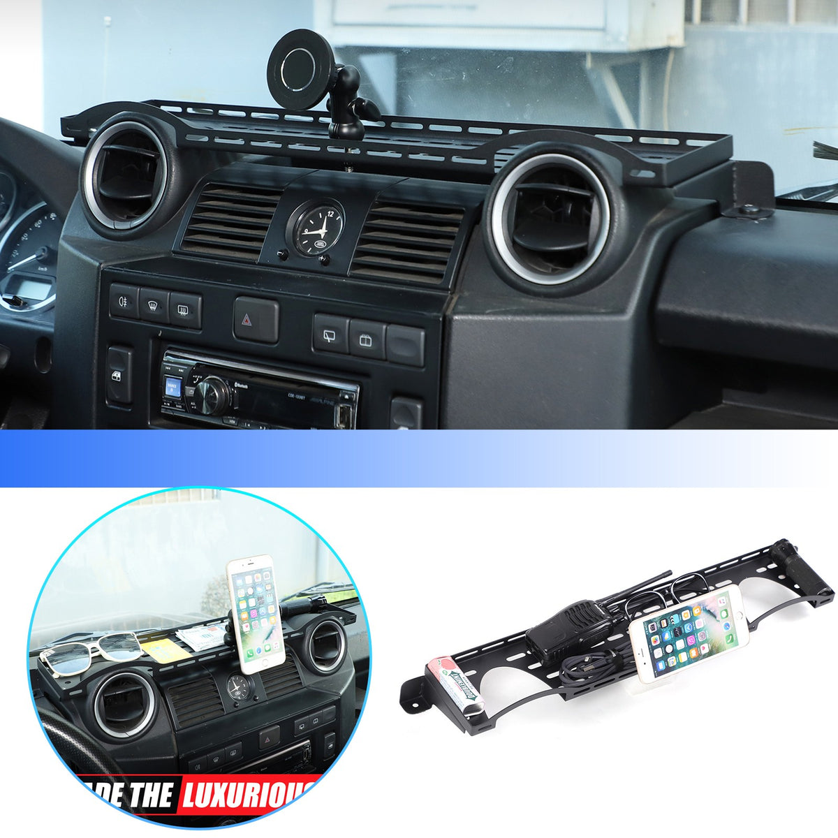 Magnetic Phone Holder Dashboard Storage Box For Land Rover Defender 2004-2018 1