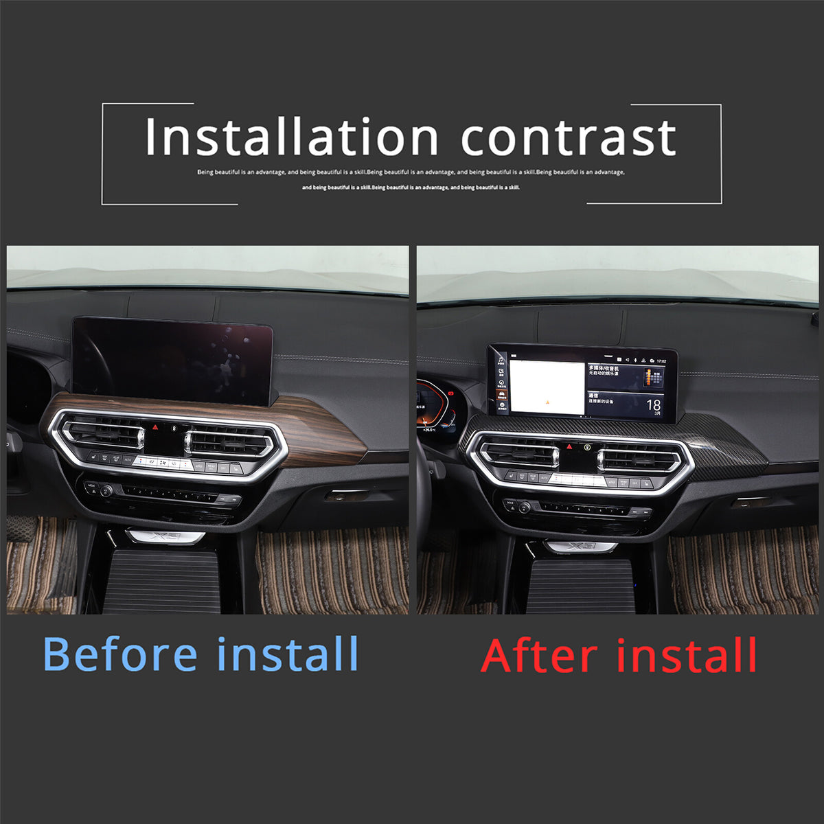 Real Carbon Fiber Air Vent Dashboard Frame For BMW X3/X4 2022-2023 8