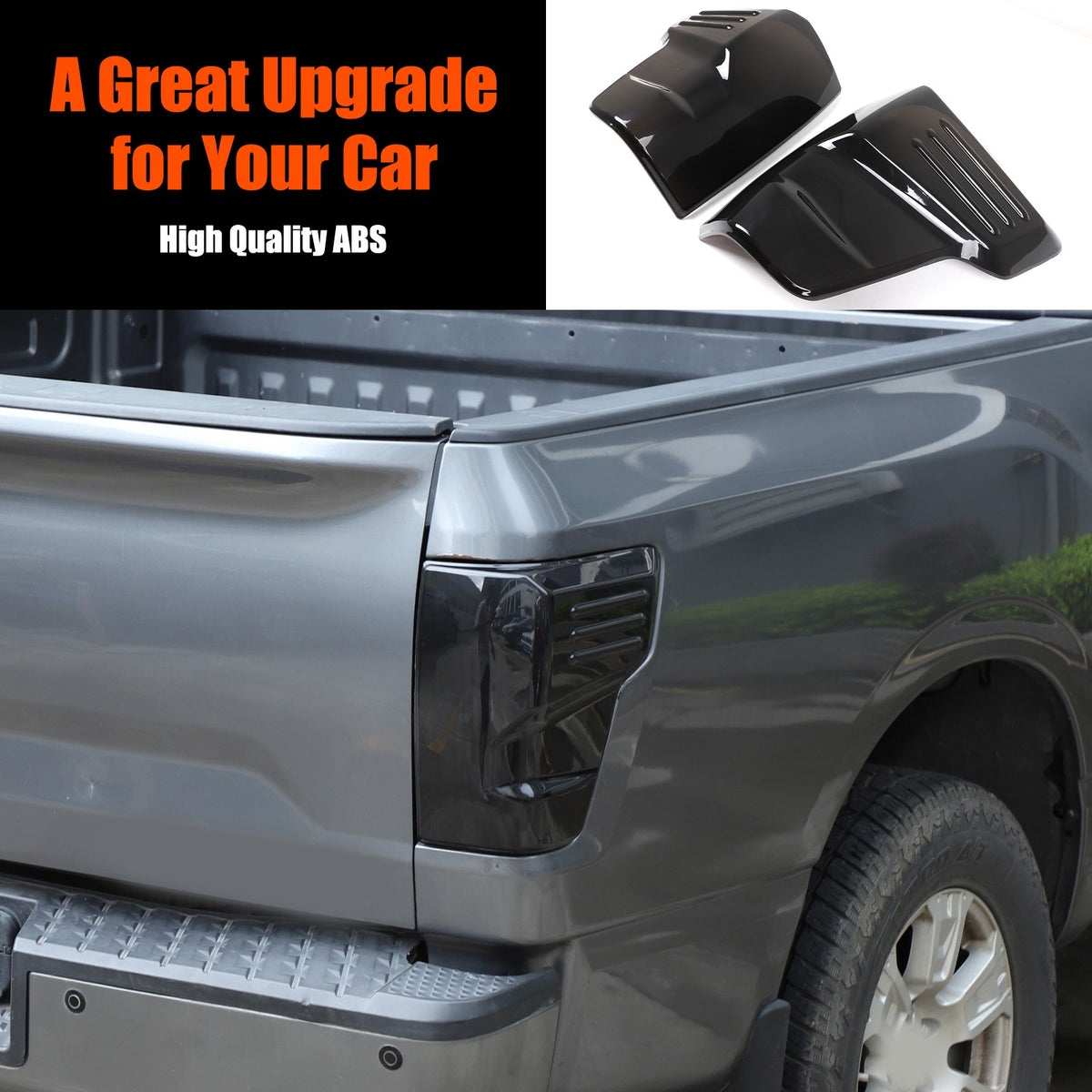 Transparent Gray ABS Tail Light Smoked Cover Trim For Nissan Titan 2016-2023 7