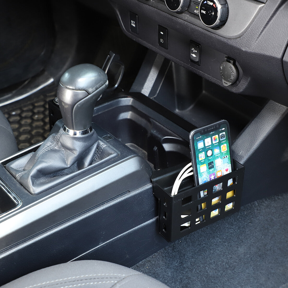 Interior Alloy Gear Shift Storage Box Two Baskets Trim For Toyota Tacoma 16-2023 5