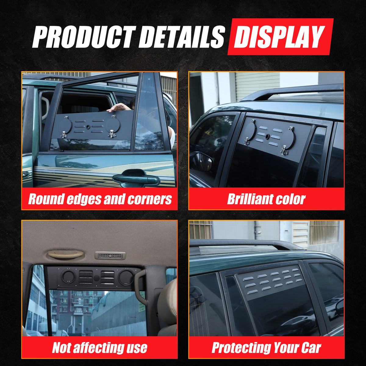 Rear Window Louver Air Vent Trim (Heater Version) For Toyota Prado 2003-2023 13