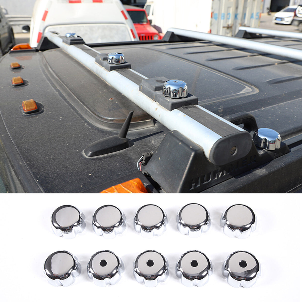 10PCS Silver Chrome Roof Screw Cap Covers Exterior For Hummer H2 2003-2009 3