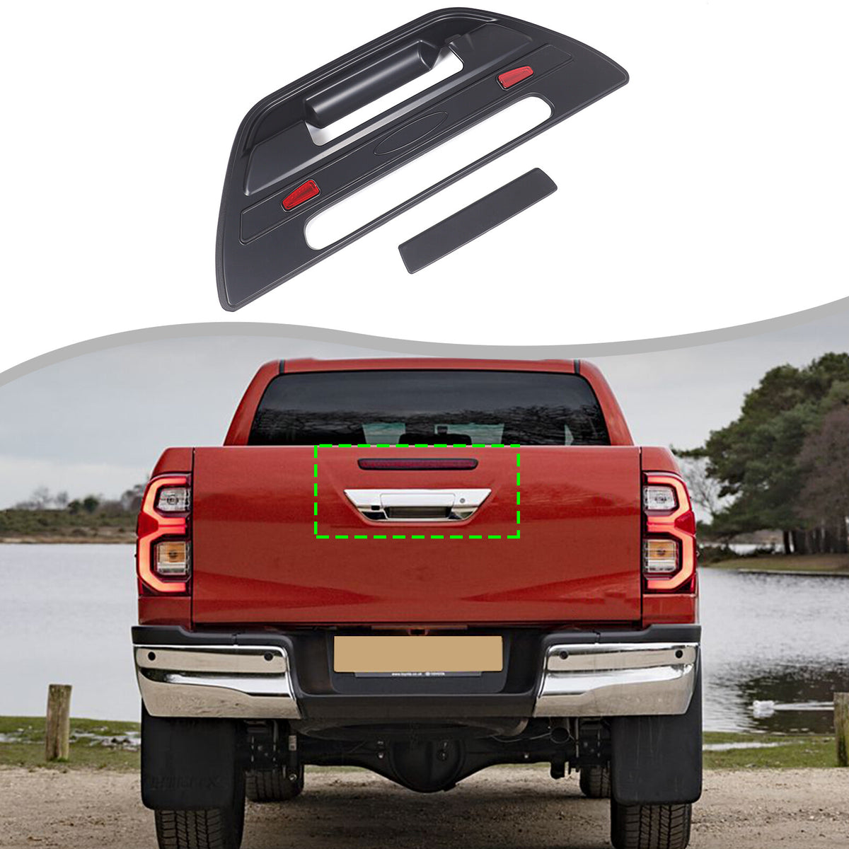Car Rear Trunk Door Handle Cover Trim For Toyota Hilux 2015-2024 US 9