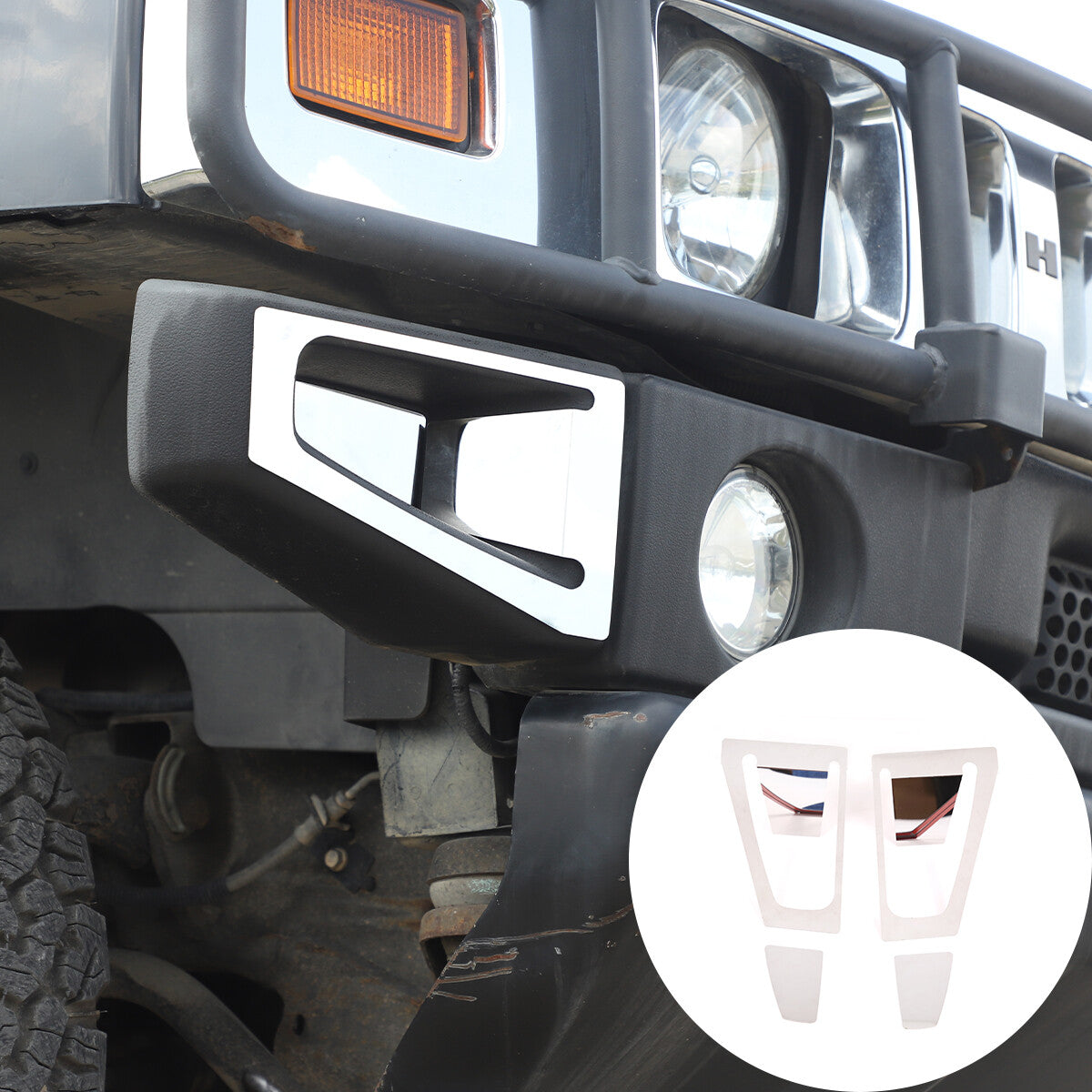 For 03-09 Hummer H2 Stainless Steel Front Bumper 4pcs Silver Accent Trim US 3